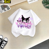 Clean Aesthetic Unique Graphic Print White Kids Drop Shoulder T-Shirt